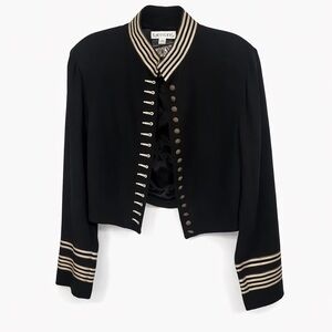 Karen Kane Vintage Military-Style Cropped Jacket Black Size 14 USA Made